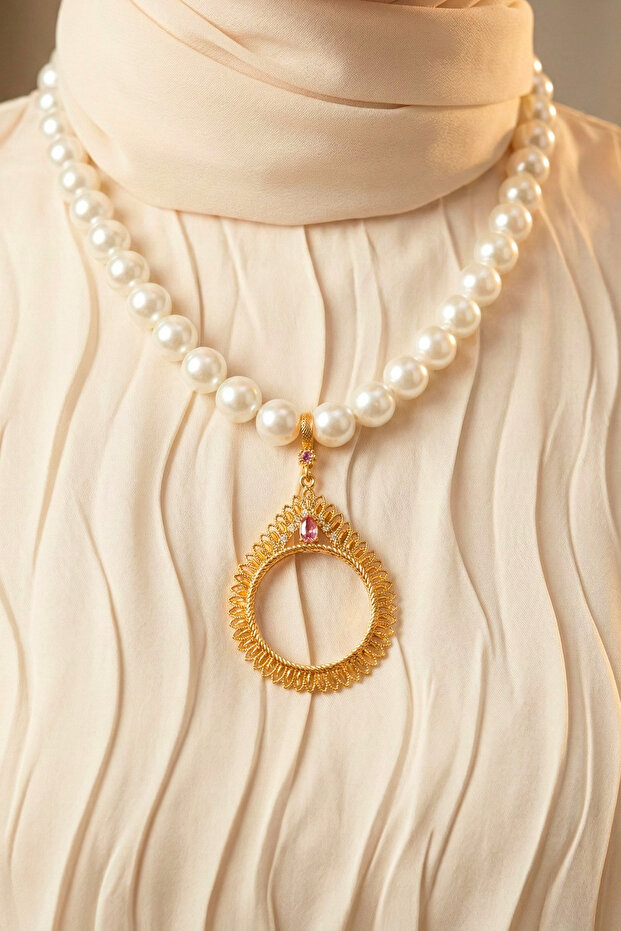 Full Gold Matching 12mm Pearl Necklace