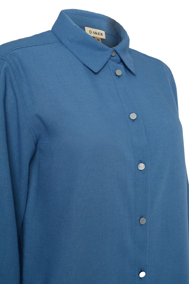 Rahat Kesim Basic Bluz Mavi - 2