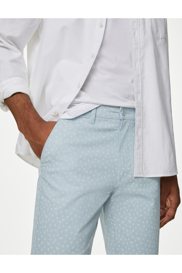 Palmiye Desenli Chino Şort - 4