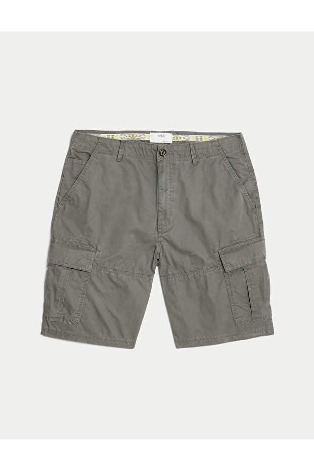 Saf Pamuklu Regular Fit Kargo Şort - 6