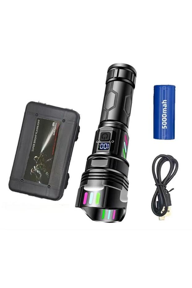 Rechargeable LED Flashlights, Super Bright Zoomable Flashlight with 5 Modes, with LCD display - 8