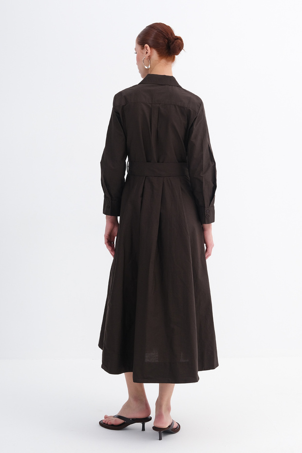 Belden Bağlamalı Elbise E17715 - 6