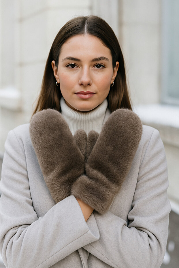 Kadın Peluş Eldiven - 2