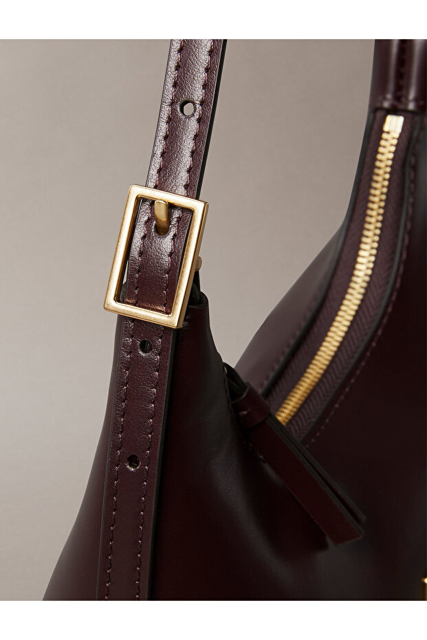 Monogram Logo Emblem Leather Small Shoulder Bag - 5