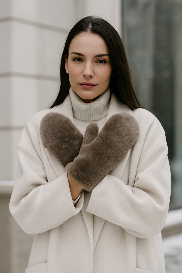 Kadın Peluş Eldiven - 3