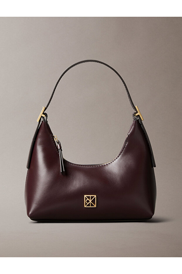 Monogram Logo Emblem Leather Small Shoulder Bag - 1