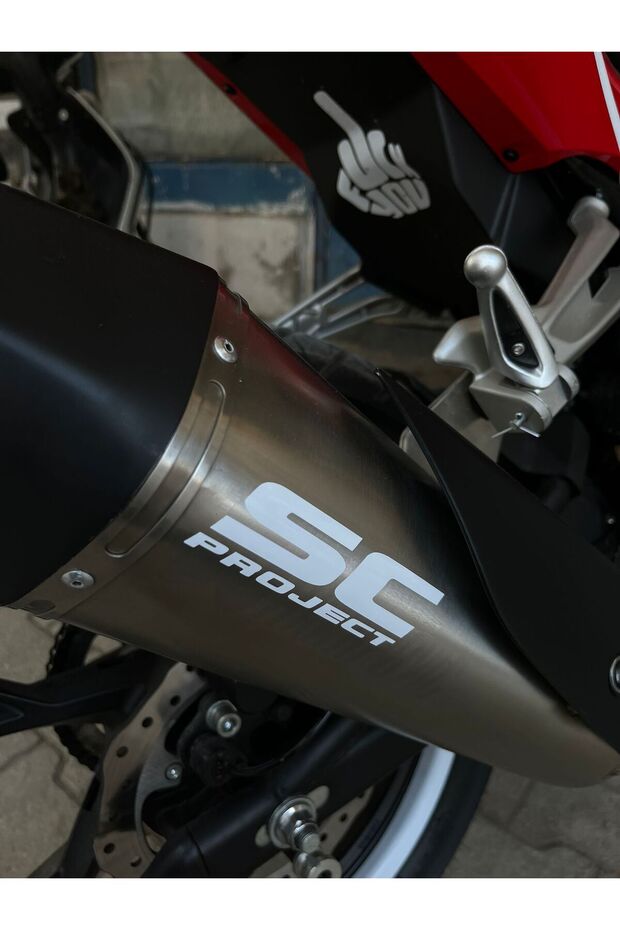 Sc Project White Sticker (1 Piece) 11X3 cm for Exhaust-Motor-Car-Helmet