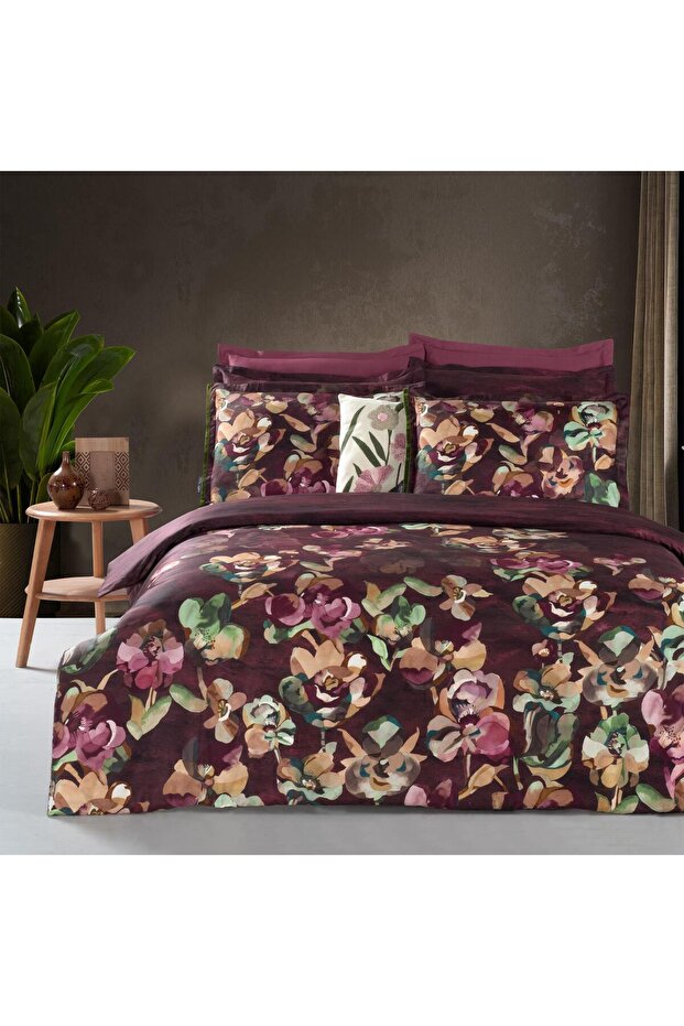 100% Cotton Satin “300 Tc” Duvet Cover Set Plum