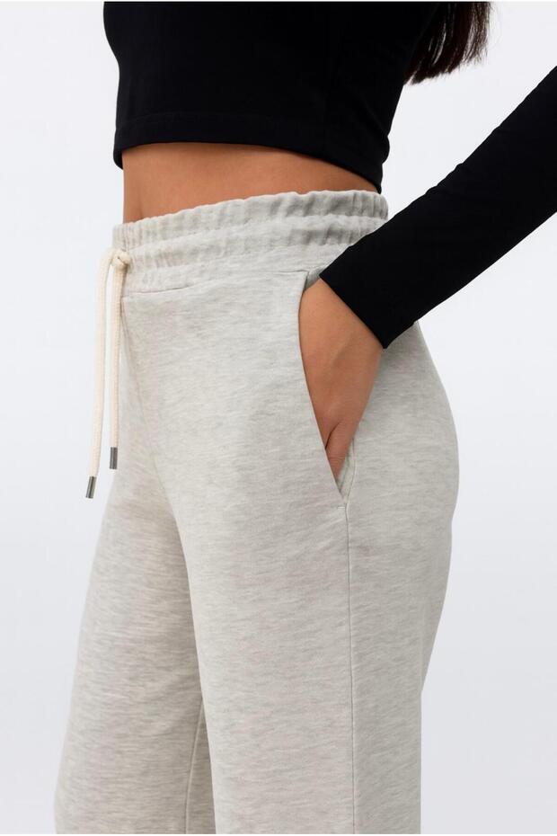 Women's Cream Melange Modal Sweatpants-P2273