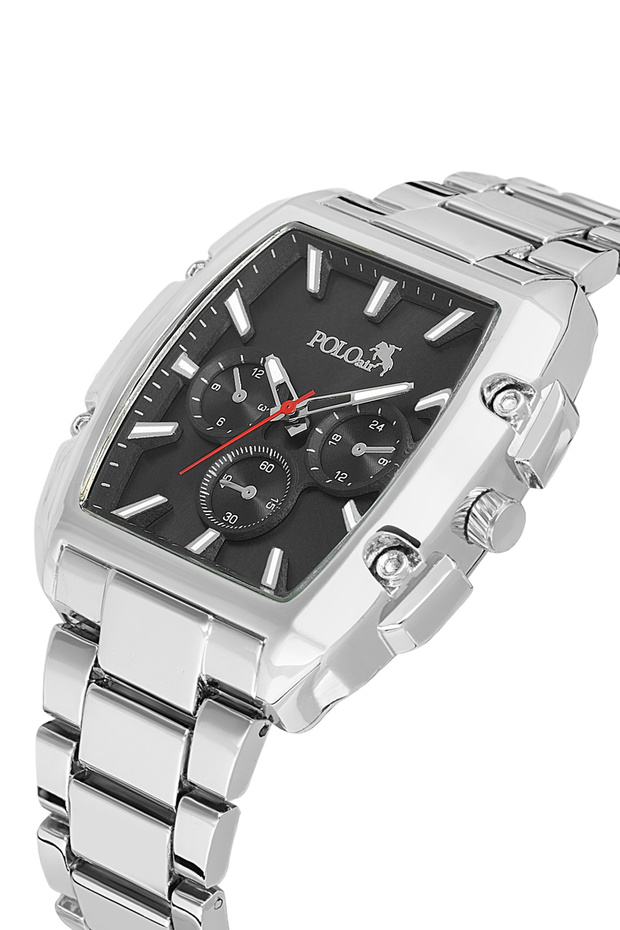 Rectangular Case Men's Wristwatch Silver Black Color Pl-7027E5X