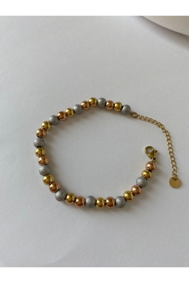 Steel Dorika Beaded Multi-Colored Gold Bracelet