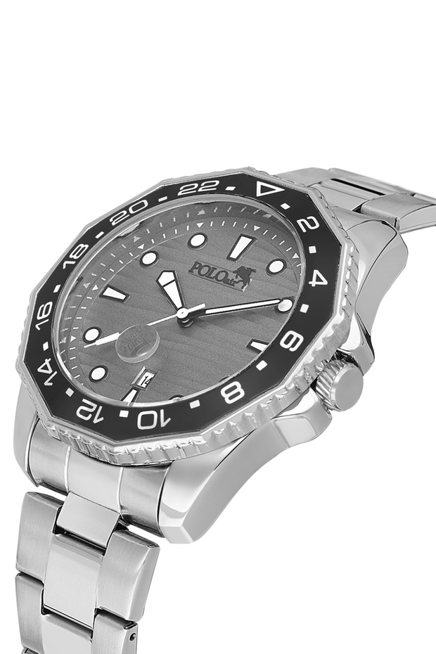 Mercek Calendar Rotating Case Silver Gray Black Men's Wristwatch Pl-7047E4X