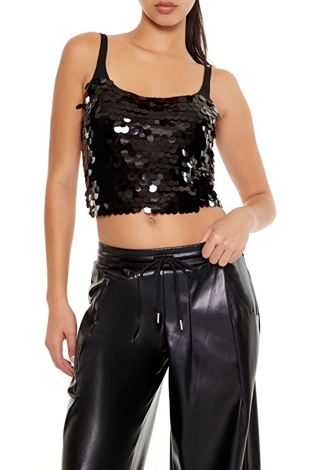 Payetli Askılı Bluz - 2