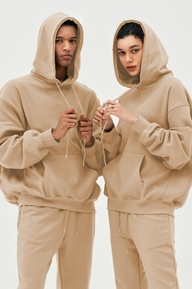 Unisex 3 Yarn Sha Fleece-Lined Sweatshirt Set Suitable for Couples to Use (Single)