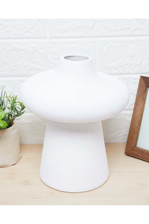 مزهرية تيرا صلبة باللون الكريمي - 3