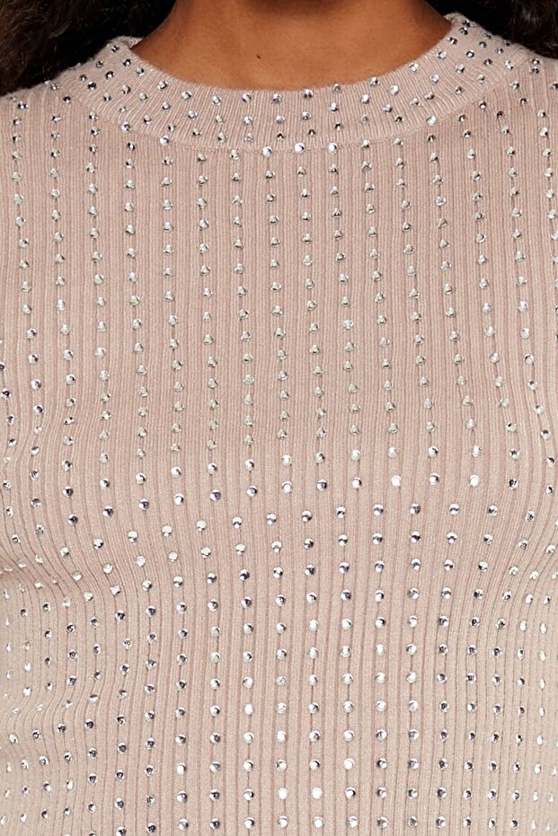 Taş İşlemeli Crop Kazak - 3