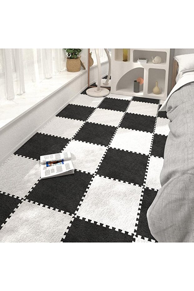 10 Pcs Interlocking Bedroom Bedside Washed Stitching Floor Carpet 30*30cm
