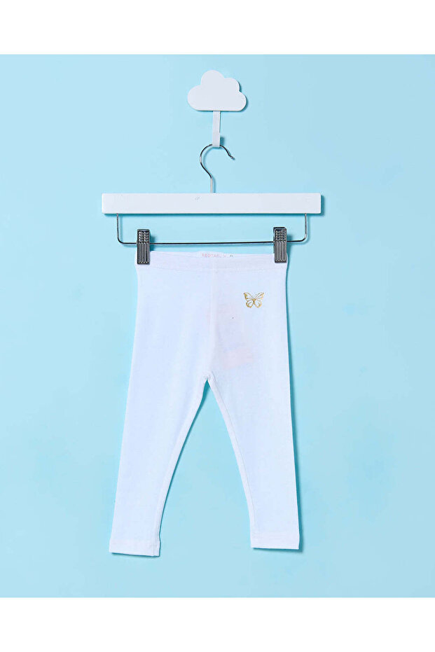 Infant Girls White Butterfly Trim Leggings