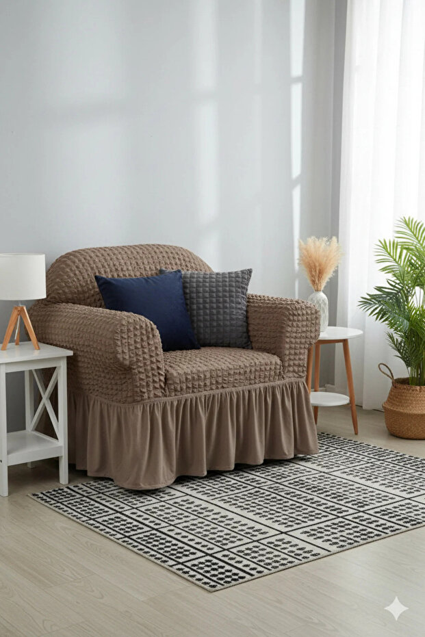 Bürümcük Sofa Cover, Armchair Cover Single Seat Full Covering with Flexible Elastic
