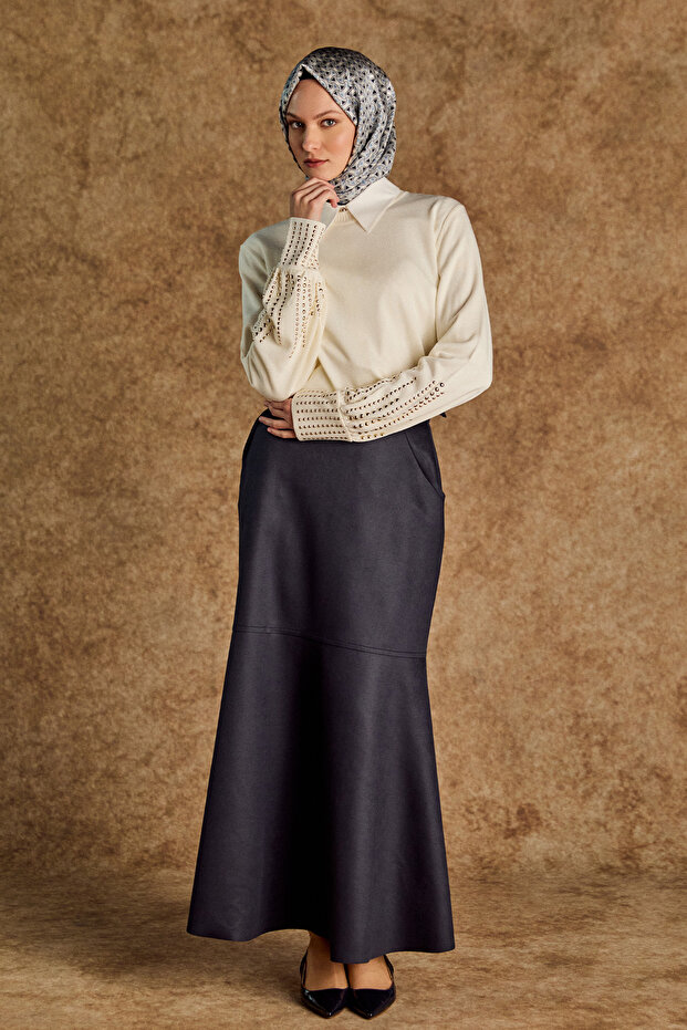 Taş Detaylı Triko Bluz - 2