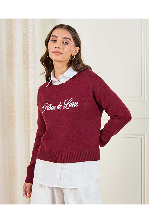 Women Burgundy And White With White Contrast Twofer