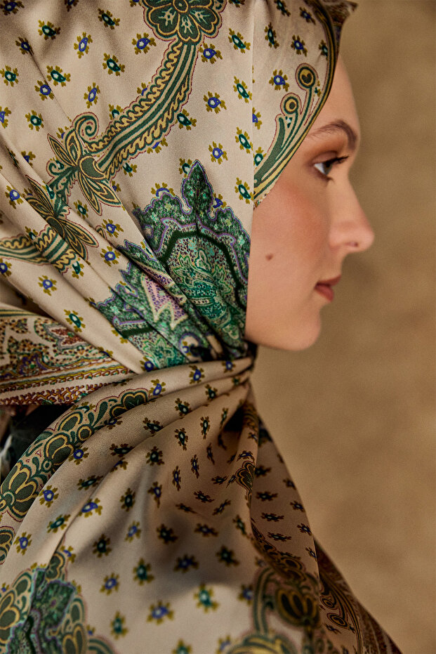 Etnik Desenli İpek Şal - 4