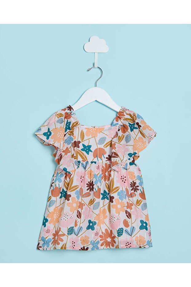 Infant Girls White Printed Casual Dress