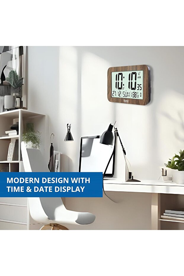 LCD Calendar Wall Clock – Digital Date & Time Display, Quartz Accuracy, Wall & Desktop Use - 3