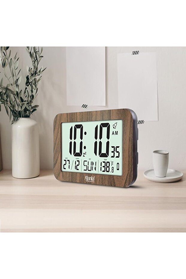 LCD Calendar Wall Clock – Digital Date & Time Display, Quartz Accuracy, Wall & Desktop Use - 2