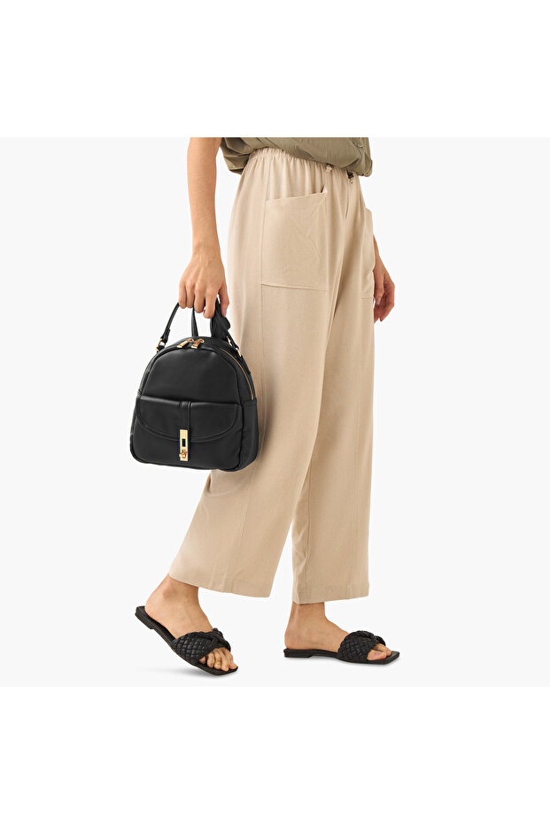 Solid Backpack with Adjustable Straps - 8