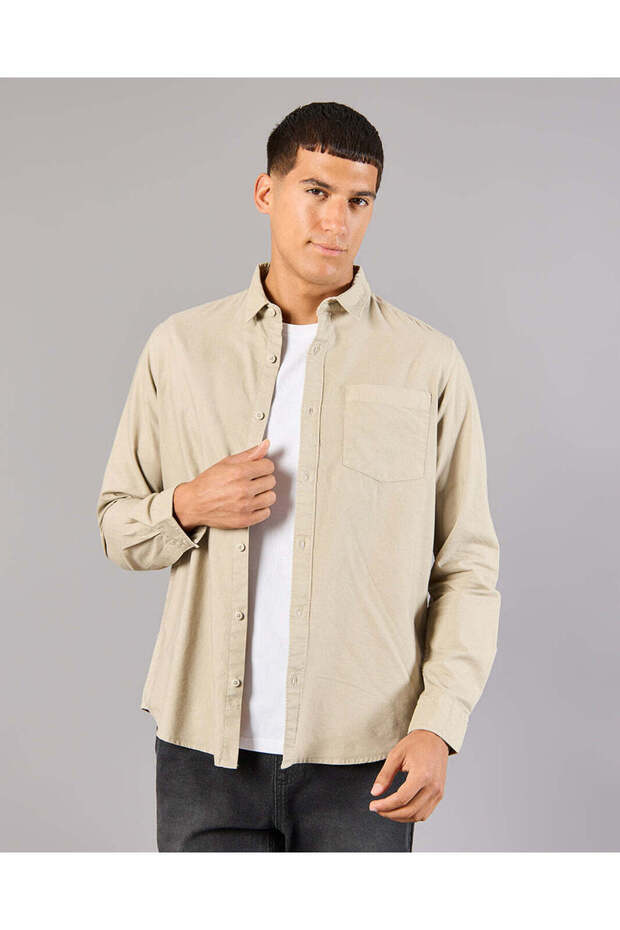 Men Beige Collared Casual Shirt