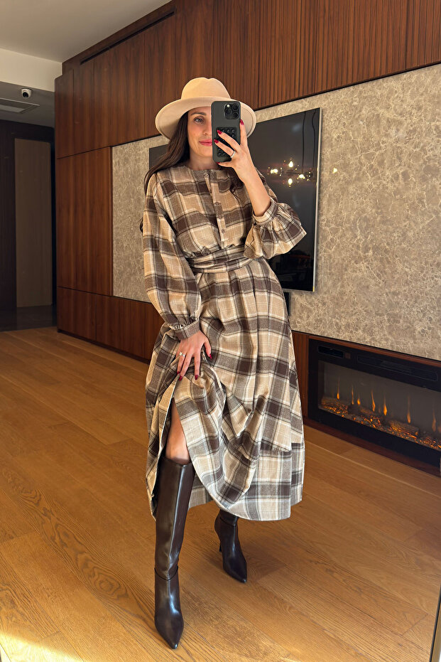 Καρό Φόρεμα- ΚΑΦΕ - 5