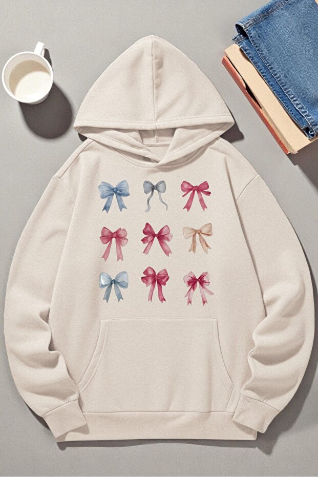 Unisex Colorful Ribbon Printed Hooded Sweatshirt