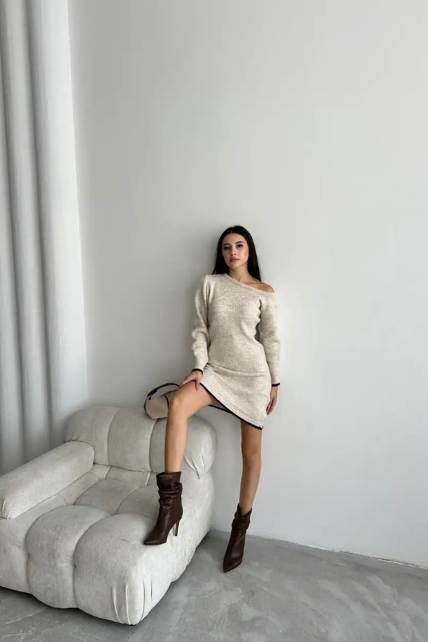 Basic One Shoulder Knit Mini Dress Av2025116