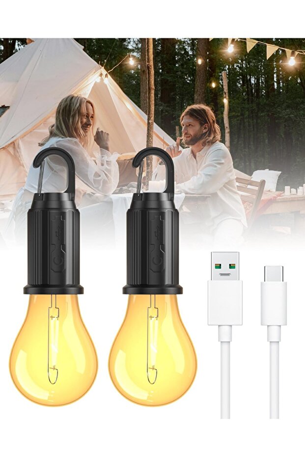Camping Lights Hanging Lantern LED Portable Bulb 3 Lighting Modes (2 Pack)