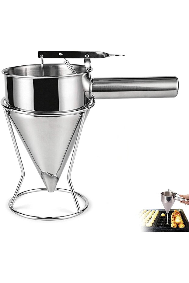 Stainless Steel Donut, Cupcake Batter Dispenser Funnel (Silver)