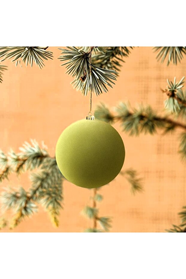 Velvet Christmas Ball – Pine Tree Ornament 8 cm - Oil Green