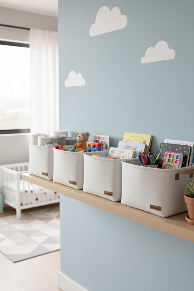 4-Piece Medium Size Closet Laundry Children's Room Toy Organizer Folding Storage Basket