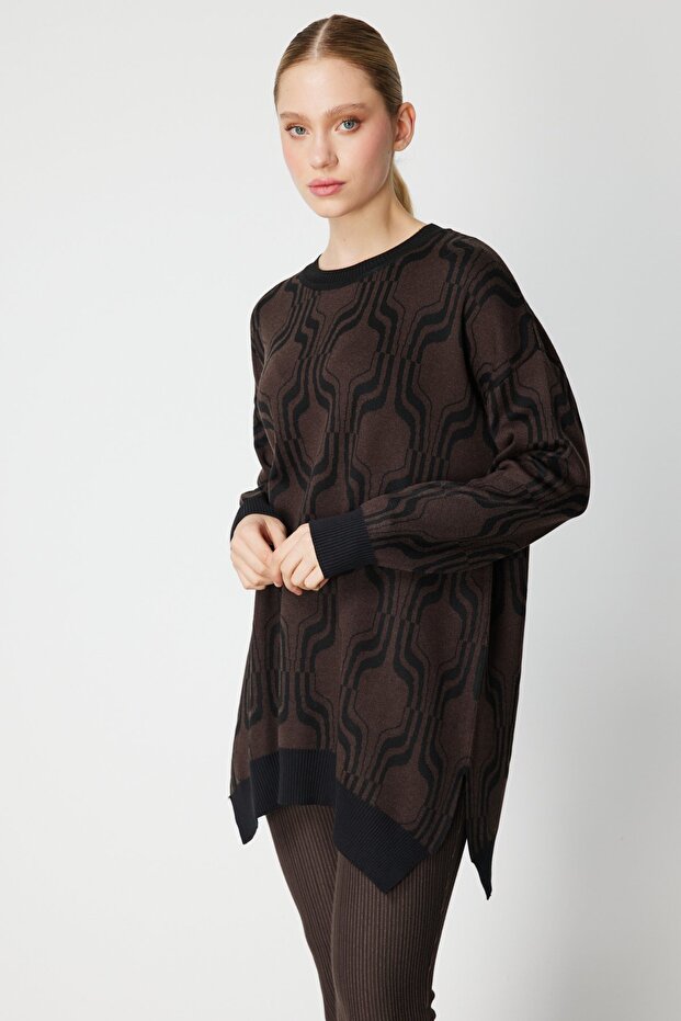 سترة تريكو طويلة منقوشة - 2