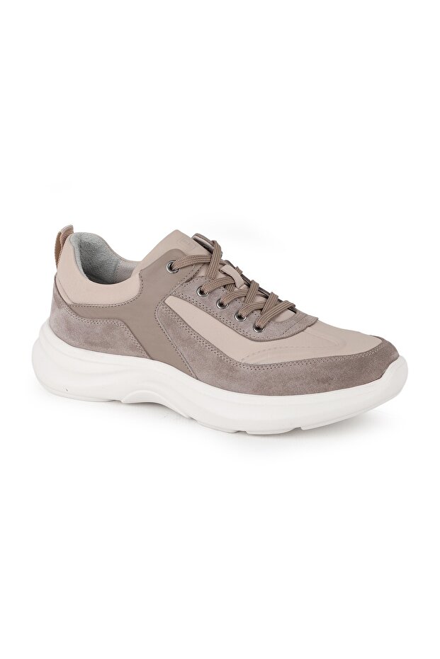 H1083 Men's Leather Casual Shoes Sand-White