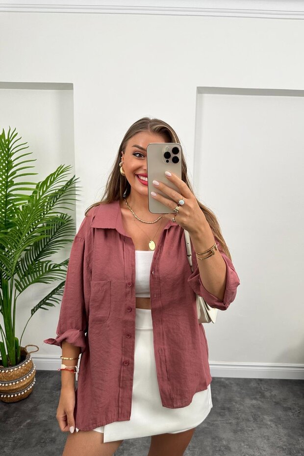 قميص من القماش عاري الكتفين مقاس كبير - 3