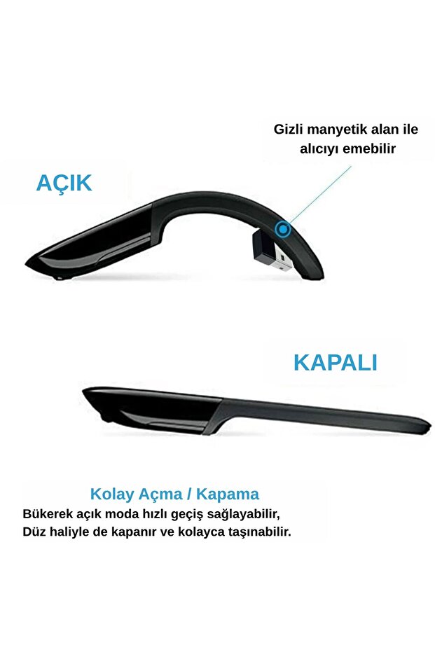 Arc Touch Katlanabilir Mouse-Dokunmatik Kaydırma-BlueTrack Yüksek Hassasiyet - 5