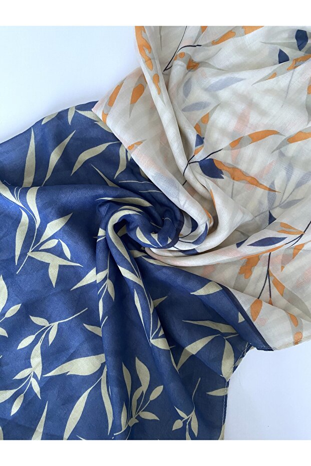 Leaf Pattern Striped Multi-Colored Cotton Shawl - 1