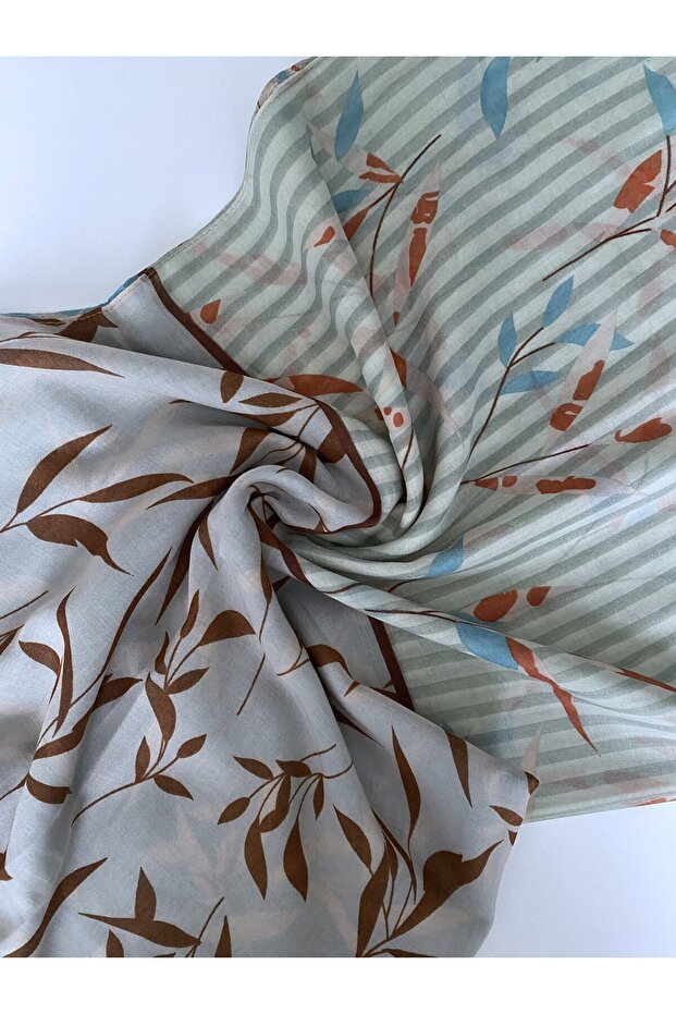 شال قطني متعدد الألوان بنمط أوراق الشجر - 2