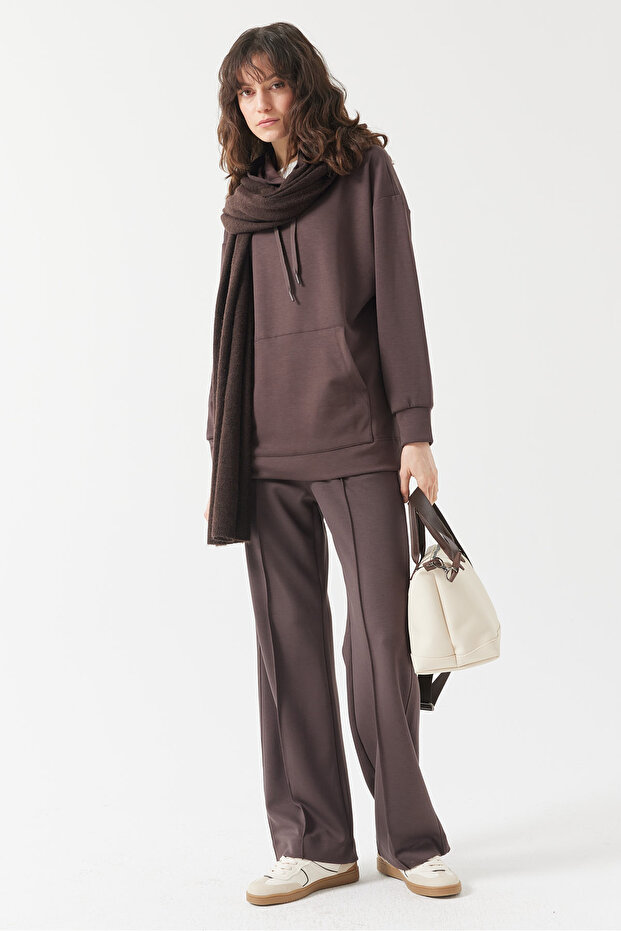 Kadın Kapüşonlu Basic Sweat Üst - 2