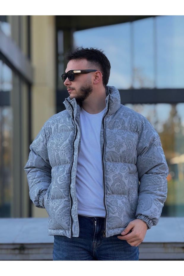 Men's Patterned Inflatable Coat - 4