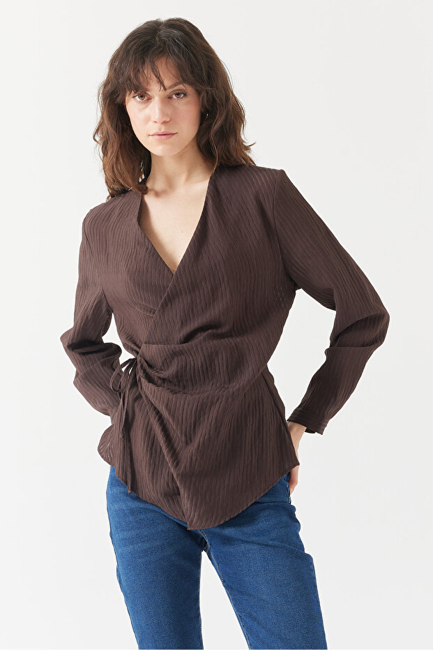 Kadın Bağlamalı Anvelop Bluz - 6