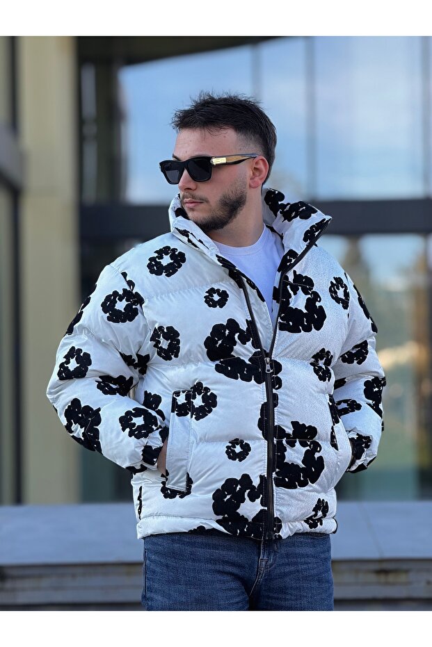 Men's Patterned Inflatable Coat - 1