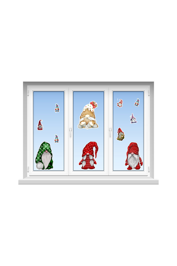 New Year Themed Large Glass and Wall Sticker Set (44X30 cm 2 Pieces)