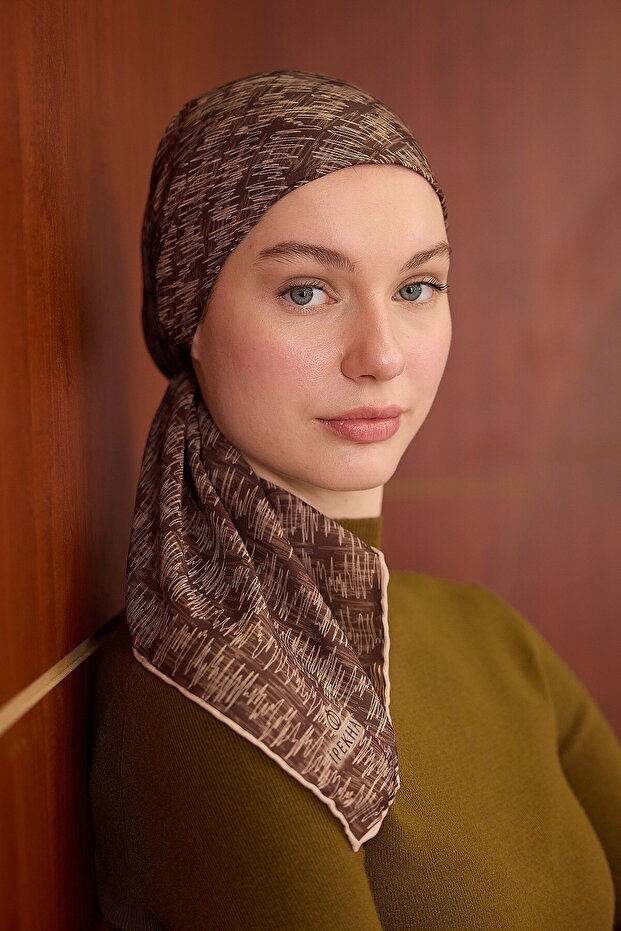 Eșarfă moale Winter Bloom maro - 2